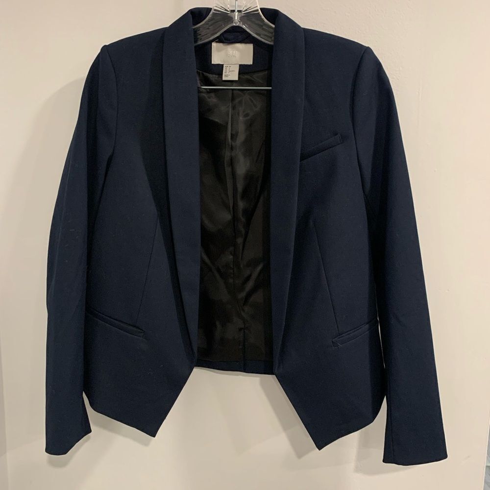 H&M Blue Tailored Blazer with Notched Lapel